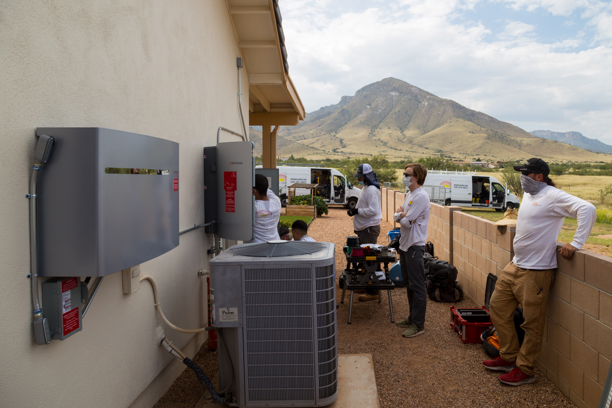 One of our crews installing a battery backup system using products from Enphase Energy in Hereford, Arizona